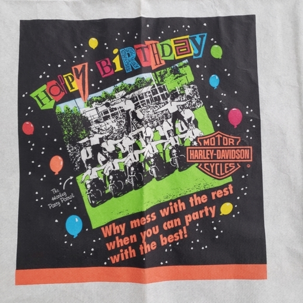 Vintage 90s Harley Davidson Birthday Tablecloth